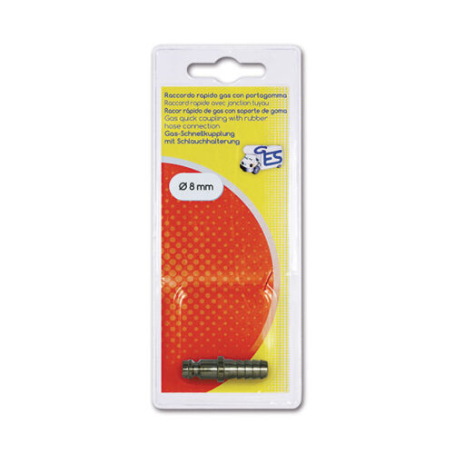 Raccordo rapido gas portagomma   8 mm  blister