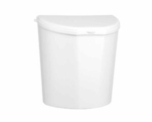 Portarifiuti Pillar XL BRUNNER bianco in ambiente interno di camper, design compatto e funzionale.