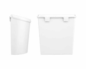 Dettaglio del Portarifiuti Pillar XL, mostra la robustezza dei materiali plastici per uso ve