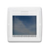 AER178_1 Telaio interno SKYMAXX PLUS con LED installato in un oblò da 40x40 cm su camper, con illuminazione accesa.