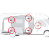 Panoramica del Safe Door Guardian FIAMMA S.P.A. che protegge l'accesso del camper.