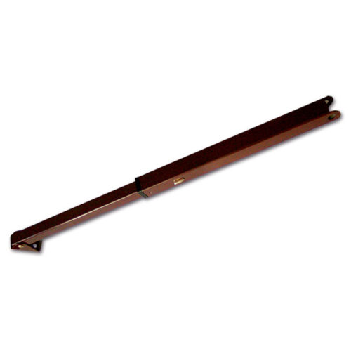 Braccio per gavone marrone estensibile 255-415 mm installato su portello di camper per supporto apertura.