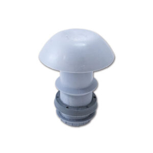 Dettaglio del camino termoplastico Ø 60 mm 180° per cappe aspiranti di camper, mostrando la curva.