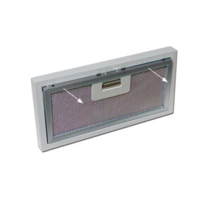 CAP02_2 Dettaglio del filtro estraibile della cappa aspirante 5 W, evidenziando la facilità di rimozione e pulizia per una manutenzione efficiente.