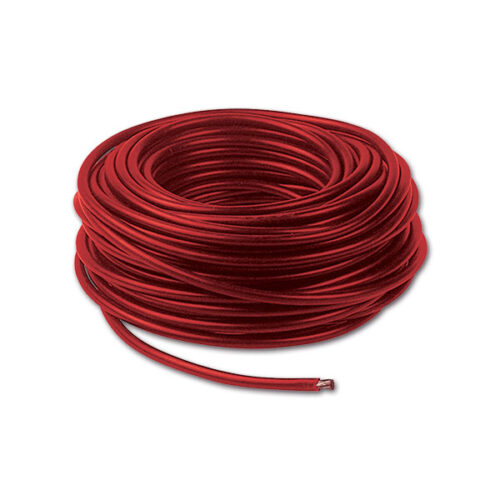 CAV650R_1 Dettaglio della matassa cavo rosso Ø 50 mm² L 25 m avvolta, pronta per l'installazione in impianti elettrici per camper.