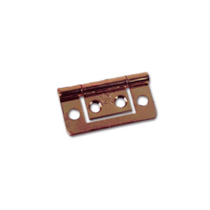 CER30041_1 Cerniera bronzata 51 x 23 per mobili camper in primo piano, con dettagli della finitura e fori di fissaggio.