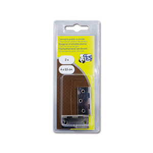 CER31105C_1 Dettaglio della cerniera piana cromata 40x35 in blister, ideale per mobili di camper e caravan.