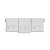 CER501_1 Cerniera alluminio bianco 126 mm 3 fori installata su porta camper, dettaglio della finitura e dei fori di fissaggio.