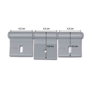 CER502_2 Accessorio per porte esterne di veicoli ricreazionali, cerniera in alluminio con fissaggio a tre fori.