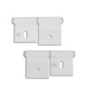 CER507_1 Cerniera alluminio bianco 84 mm 2 fori per porte di camper e caravan, vista ravvicinata del meccanismo di apertura.