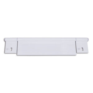 CER509_1 Cerniera alluminio bianco 290 mm con 2 fori per porte di camper e caravan, vista frontale.