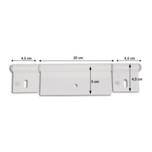 CER512_2 Dettaglio della cerniera in alluminio bianco, mettendo in evidenza la robustezza del materiale e la precisione dei fori di fissaggio.