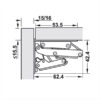 CER602_4 Illustrazione tecnica della cerniera a ribalta 180° con misure e punti di fissaggio.