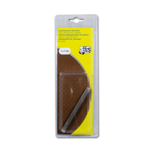 CHR050C_1 Dettaglio del Quadrello per serrature Q7x7 95 mm, accessorio blisterato per ricambi camper.