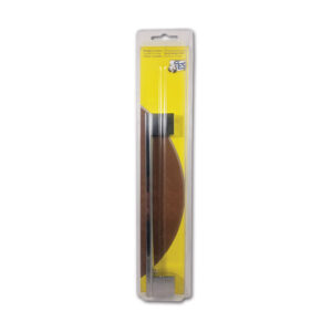 Dettaglio del maniglione cromato da 222 mm, ideale per l'ingresso di camper e caravan, confezionato in blister.