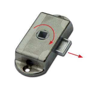 Dettaglio della Serratura Piccolo Nova nichelato D15 • destro per mobili da camper e caravan.