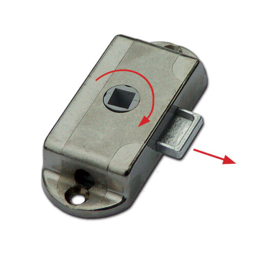 Dettaglio della Serratura Piccolo Nova nichelato D15 • destro per mobili da camper e caravan.