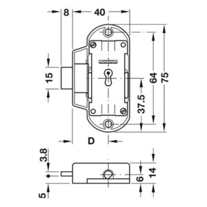 Serratura Piccolo Nova • sinistro • 25 mm