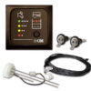 CNR428_1 Pannello LED marrone per il monitoraggio dei livelli di acque chiare e nere nel camper, vista frontale.
