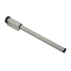Dettaglio del cursore tavolo 350 mm grigio installato, con messa a fuoco sulla robustezza del meccanismo.