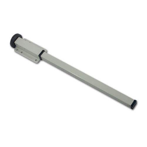 Dettaglio del cursore tavolo 350 mm grigio installato, con messa a fuoco sulla robustezza del meccanismo.