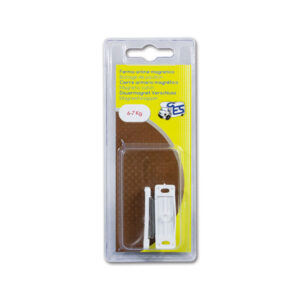 Primo piano del Ferma antina magnetico blisterato, evidenziando la sua forza di tenuta di 6-7 kg per mobili di camper e caravan.