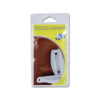 Dettaglio del ferma porta ad incastro bianco, evidenziando il meccanismo di blocco per camper e caravan.