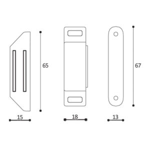 FER35_4 Componenti del ferma antina magnetico da 8 kg marrone, pronti per l'installazione su un'antina.