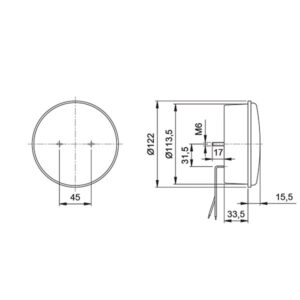 FNL4406_2 Immagine frontale del fanale LED retromarcia e catadiottro serie 730, con messa a fuoco sulle lenti e la tecnologia LED per una visibilità ottimale.