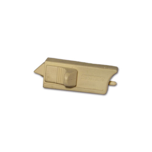FNR491_1 Dettaglio della chiusura per oscuranti S3-S4 destro beige, mostrando la robusta costruzione in plastica.