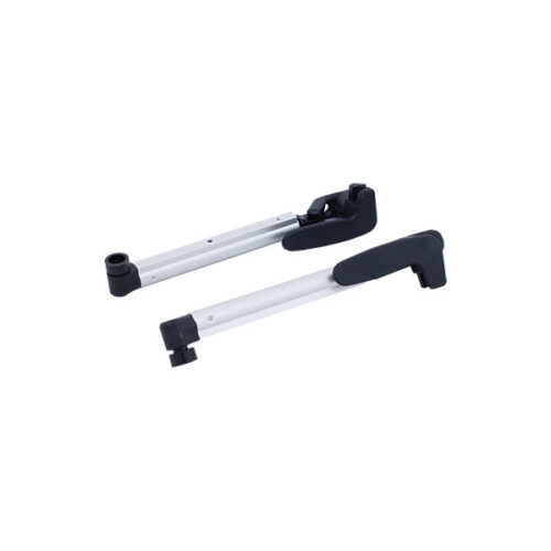 FNT512_1 Coppia braccetti clic-clac Interasse 350 mm per finestre camper, dettaglio del meccanismo di blocco.