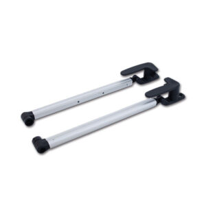 FNT514_1 Dettaglio della coppia braccetti clic-clac interasse 450 mm per finestre di camper e caravan, mostrando il meccanismo di blocco.