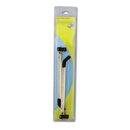 FNT535C_1 Coppia braccetti destro/sinistro 28 cm blisterati installati su una finestra di camper, mostrando la loro funzionalità e robustezza.