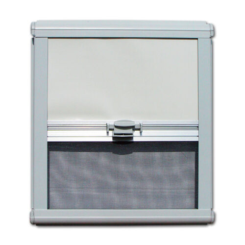 Zanzariera oscurante NRF grigia 1200x650 per finestra camper e caravan, protezione da insetti e luce.