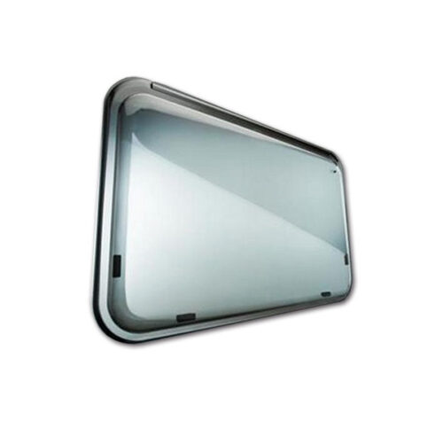 Finestra Roxite 4.26 900 x 450 grigio installata su camper, vista esterna laterale
