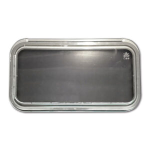 FNT6156_1 Finestra Polyplastic Roxite 4.40 grigia 1300x550mm per camper e caravan, vista frontale del pannello acrilico.