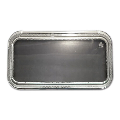 FNT6156_1 Finestra Polyplastic Roxite 4.40 grigia 1300x550mm per camper e caravan, vista frontale del pannello acrilico.