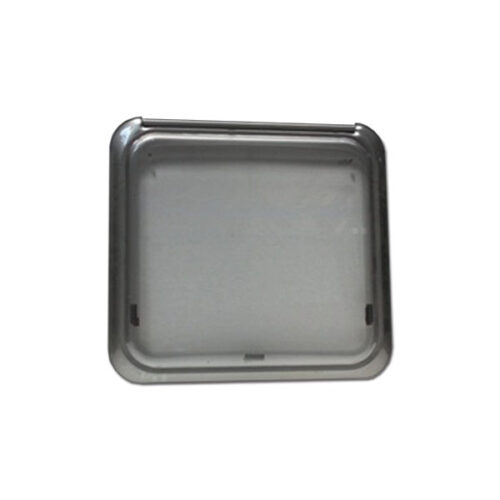 Finestra Roxite 4.24 700x520 grigio per camper e caravan, vista esterna che mostra la robustezza del policarbonato.