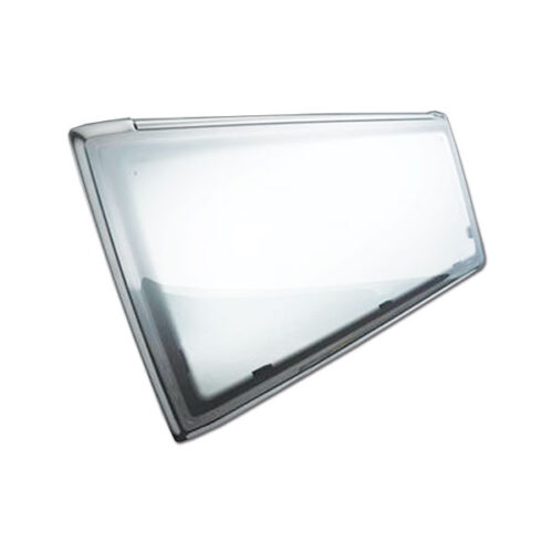 FNT6334_1 Finestra Roxite 4.33 • 500 x 400 • grigio opal installata su camper, vista esterna.