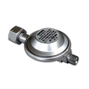 FRN2208_1 Regolatore Italia 30 Mbar 15kg per bombole di gas in camper e caravan, dettaglio tecnico.