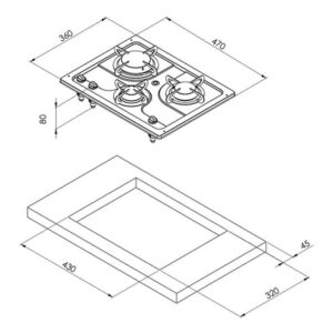 Piano cottura Burny 3 fuochi