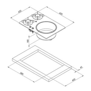 Dettaglio del lavello in acciaio inox e dei bruciatori del piano cottura Crystal, soluzione compatta per la cucina mobile