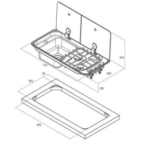 Randi 2 fuochi lavello • sinistro • con piezo