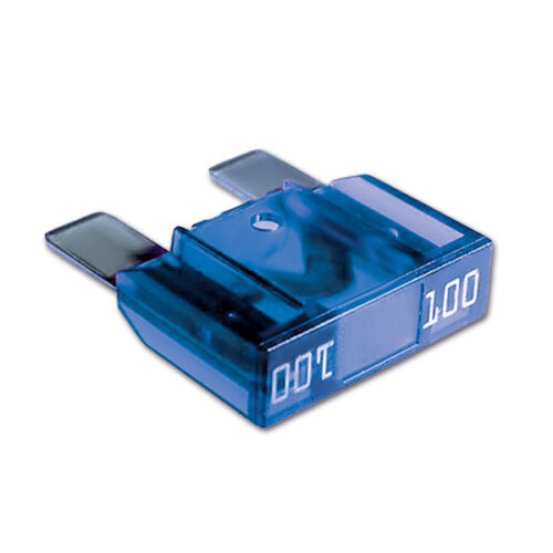 FUS2360_1 Dettaglio del fusibile Maxival blu da 60 Ampere per protezione circuiti camper e caravan.