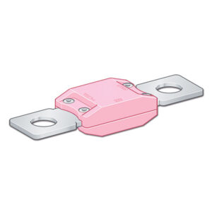 Fusibile Megaval rosa da 250 A per protezione impianti elettrici di camper e caravan.