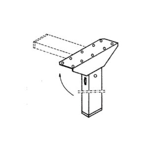 GAM8026_3 Gamba tavolo grigia ribaltabile da diverse angolazioni, illustrando la sua versatilità e finitura resistente.