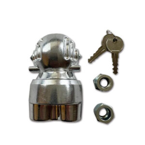 GNT4088_1 Antifurto a sfera universale per giunti installato su un giunto di traino, per la sicurezza di caravan e rimorchi.