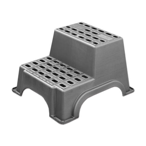GRA10_1 Gradino doppio in plastica H 265 mm per camper, vista frontale con superficie antiscivolo