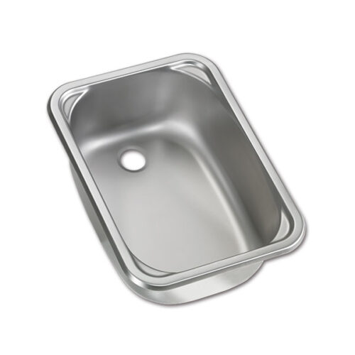 Lavello rettangolo VA930 Dometic in acciaio inox per camper e caravan, installato su piano di lavoro.