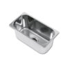 Primo piano del lavello inox rettangolare 320 x 170 mm LA1404, ideale per l'installazione in camper e caravan.